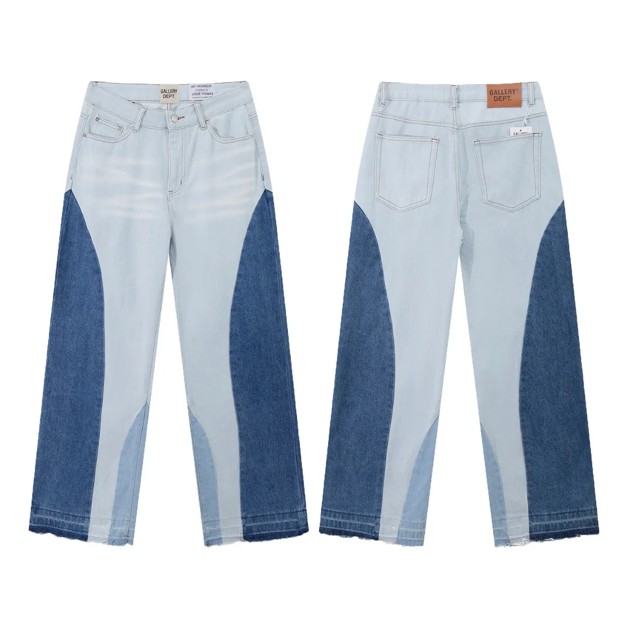 p270 646#Gallery Dept New style oval stitching washed blue stitching straight wide leg jeans American retro casual trousers washed blue S~XL
